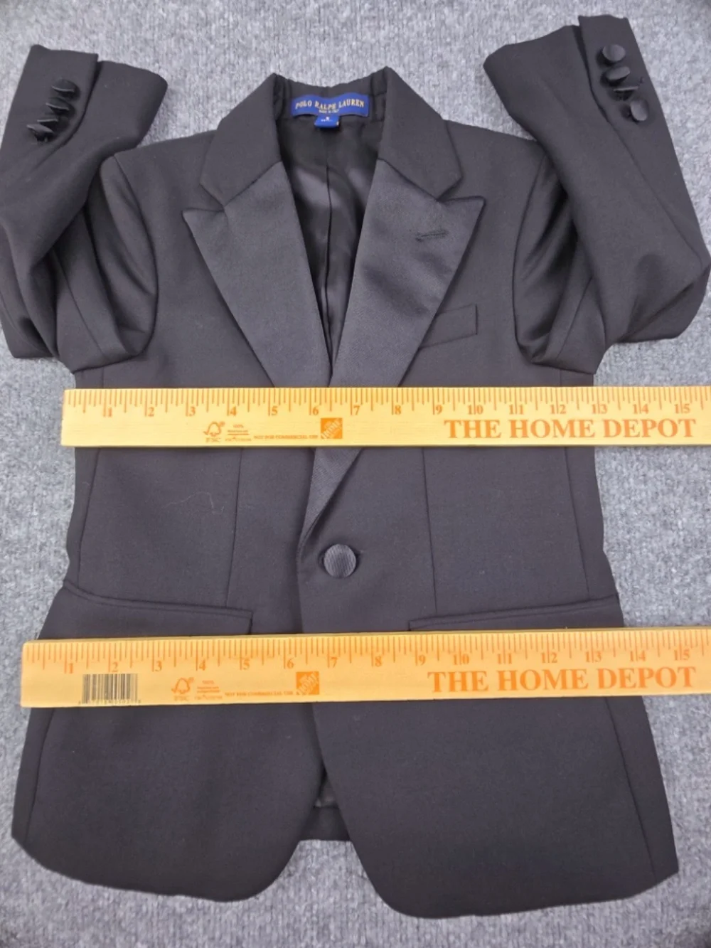 Polo Ralph Lauren Boys Wool Peak Lapel Tuxedo Jacket Blazer Black Size 5 Italy